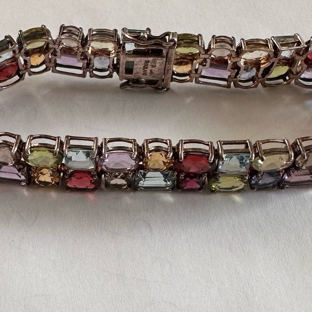 Vintage Multicolor GemstoneTennis Bracelet - Women Jewelry.